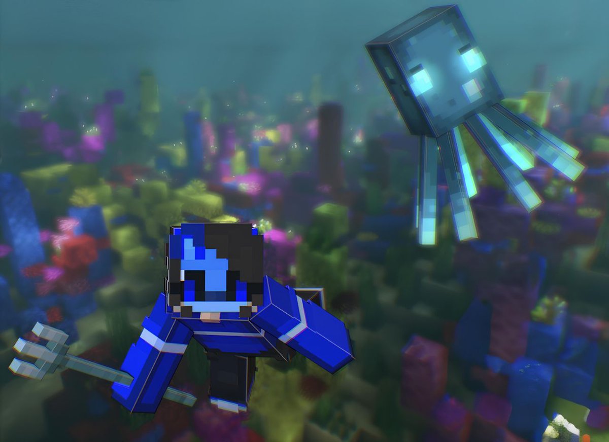 Coppersmit39650's tweet image. Made underwater render of G1owy_ 🐟 #Minecraft #Blockbench #NomadSculpt