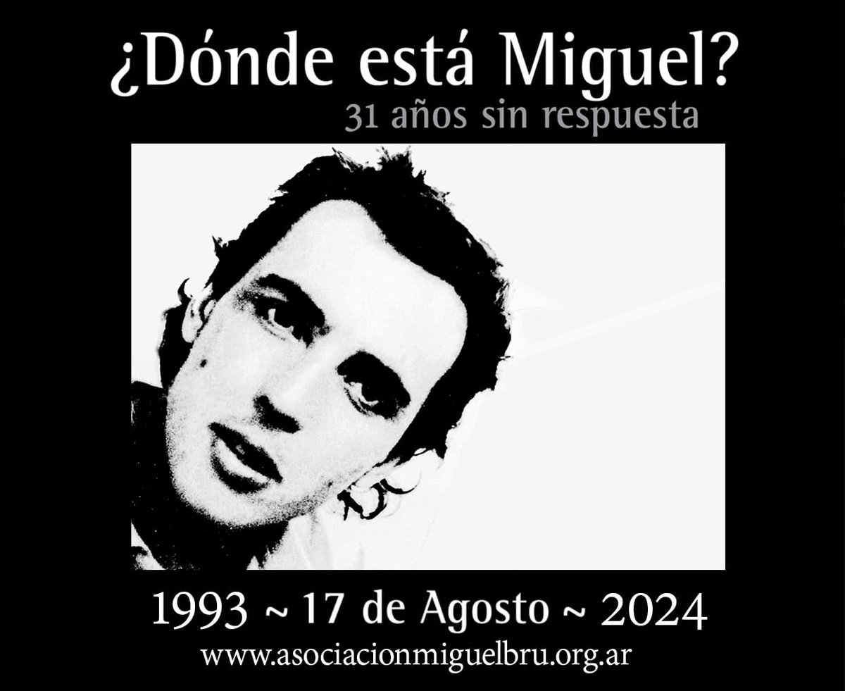 CasaMiguelBru's tweet photo. #31añossinmiguel 
Nos vemos hoy en la vigilia en la Comisaría Novena de La Plata para seguir preguntando #dondeestámiguel

Llevá un alimento no perecedero para la Obra del Padre Cajade https://t.co/MCto6DVinM