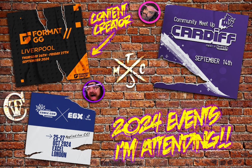 ✨Upcoming Events!✨

<a href="/TimelessGC/">TimelessGamingCon</a> was an excellent event and I can not wait for next years!!!

We still have a few more to look forward to that I will be attending for 2024!!

<a href="/MeetUpsCardiff/">Cardiff Community MeetUp, Powered by Twitch</a> - Sep 14th!

@FormatGG - Sep 26th-27th!

<a href="/EGX/">EGX</a> - Oct 25-27th!

Hope to see you there! 💜