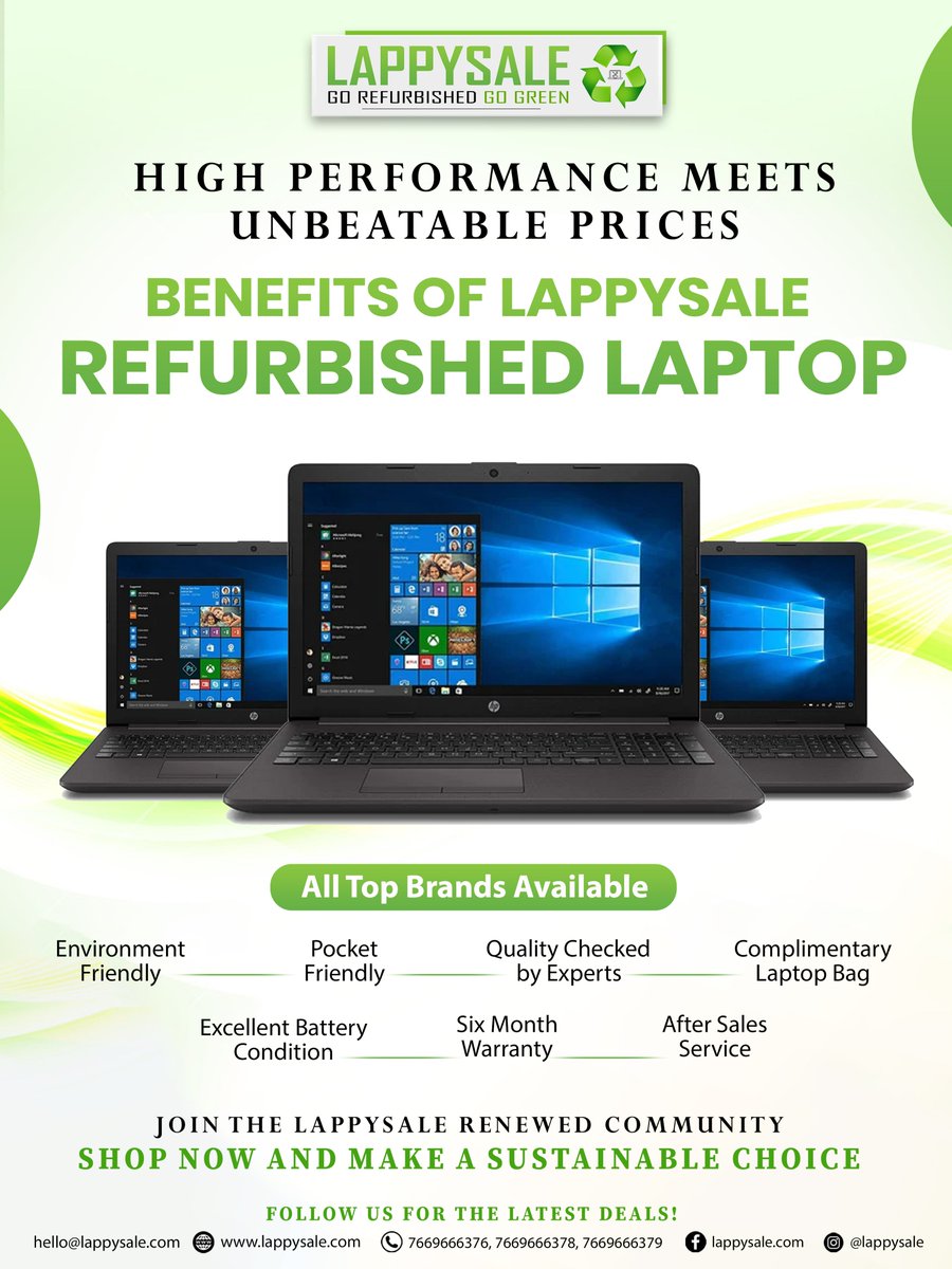 lappysale's tweet photo. Refurbished laptops come with many irresistible benefits!

Friendly to environment, to your pocket and most importantly, to YOU.

Make a smart move, go for a Lappysale Refurbished Laptop.

Go Refurbished, Go Green!
#Lappysale https://t.co/GQdbKbn6cs
