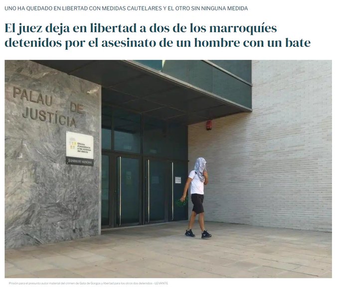 Raclo20's tweet photo. Si #apuñalan a un marroquí que encima es padre de un futbolista famoso, el agresor va a la cárcel sin fianza. 
Pero si #asesinan a un español con un bate de beisbol, los culpables quedan en libertad.
La justicia no es igual para todos.👇 https://t.co/oXWWTjUGKL