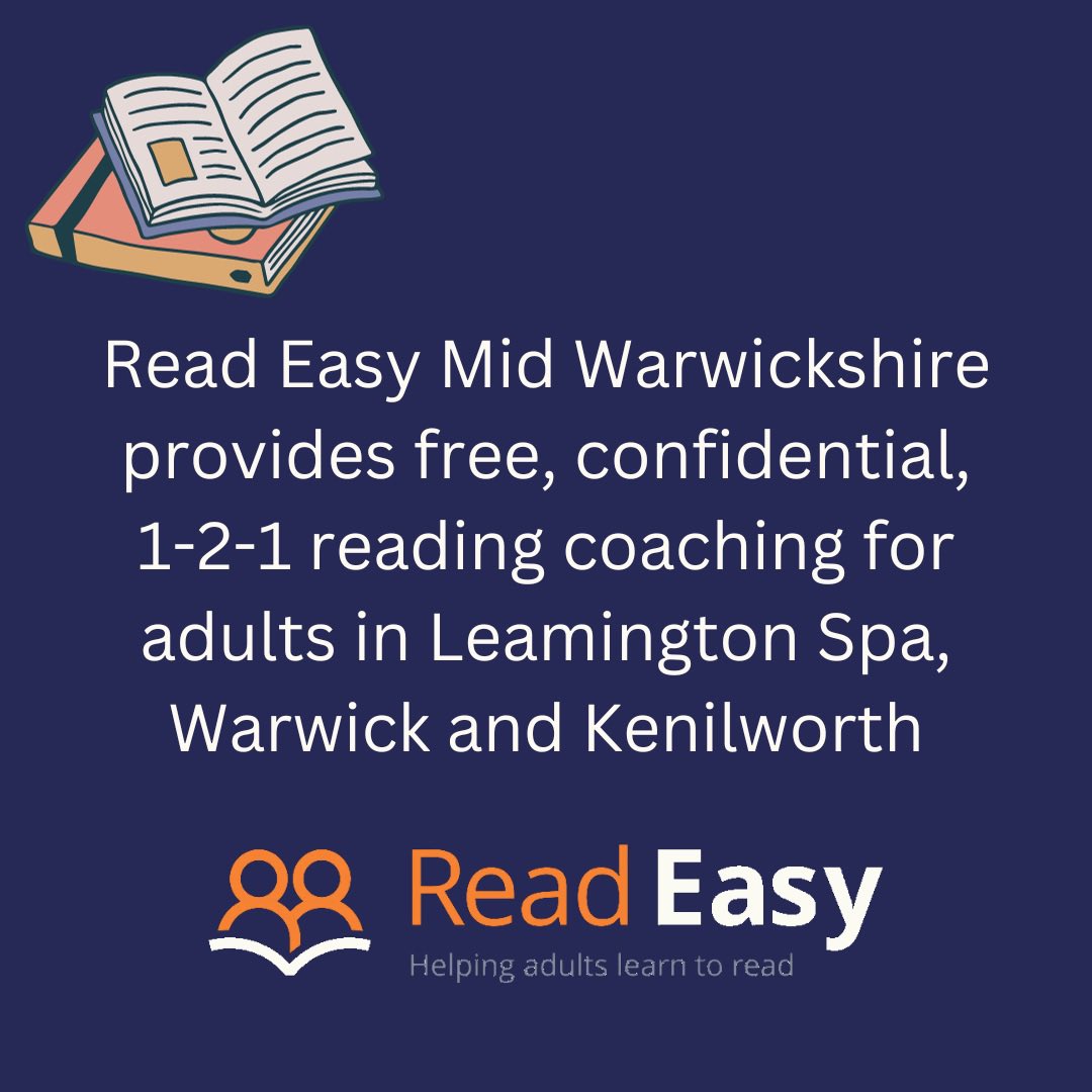 ReadEasyMW's tweet image. It’s never too late to learn to read. We provide FREE, confidential, 1-2-1 reading coaching for adults across the Leamington, Warwick and Kenilworth area 📚

If you know anyone who could benefit from our help, please get in touch.

📱07939 289221
📧 mwcoordinator@readeasy.org.uk