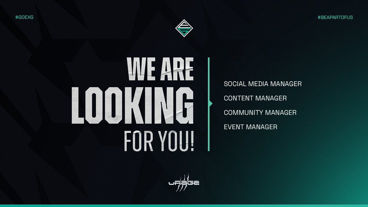 🚨We are looking for you! 

If you are interested in any of the positions that are listed, don't hesitate and DM <a href="/VSZONX/">Justin ‘VSZONX‘ L.</a>! 👀

If there are any questions, we're happy to answer them for you 🔥

#GOEXG 💚
