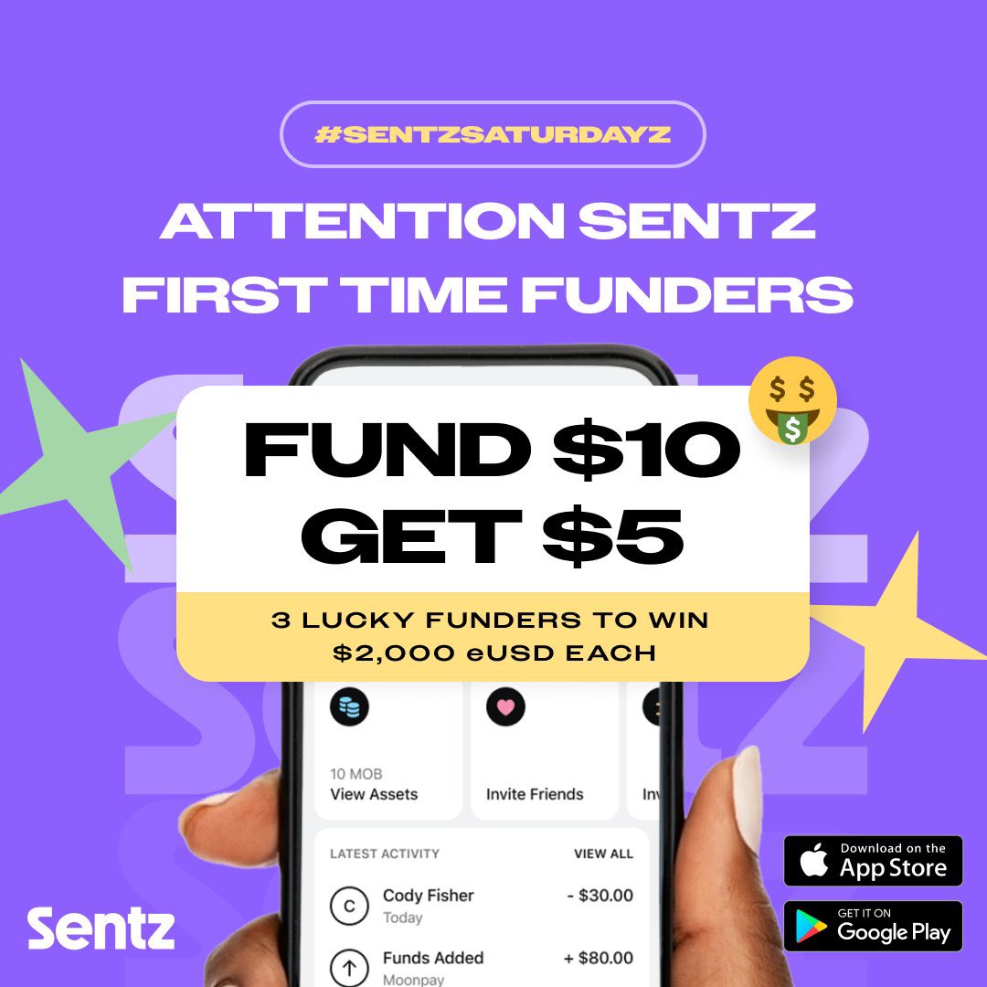 gunnazxy's tweet photo. It’s #SentzSaturdayz again! 🎉
First Time Funding? Fund $10, Get $5!
Simply make a first deposit of at least $10 eUSD from your local bank account, and we’ll automatically add an extra $5 eUSD to your Sentz wallet! 🔥
Not a First Timer? You can have a lucky day, too!
All Funders that fund their wallet today with at least $10 eUSD can enter to win $2,000 eUSD.
Three lucky people will win.
Follow the steps below:
✅ Download - or reopen the Sentz app - and fund your wallet with at least $10 eUSD
✅ Comment with your Sentz username and a screenshot of the deposit
✅ Tag 3 friends in the comment
Must follow @sentzapp_ng