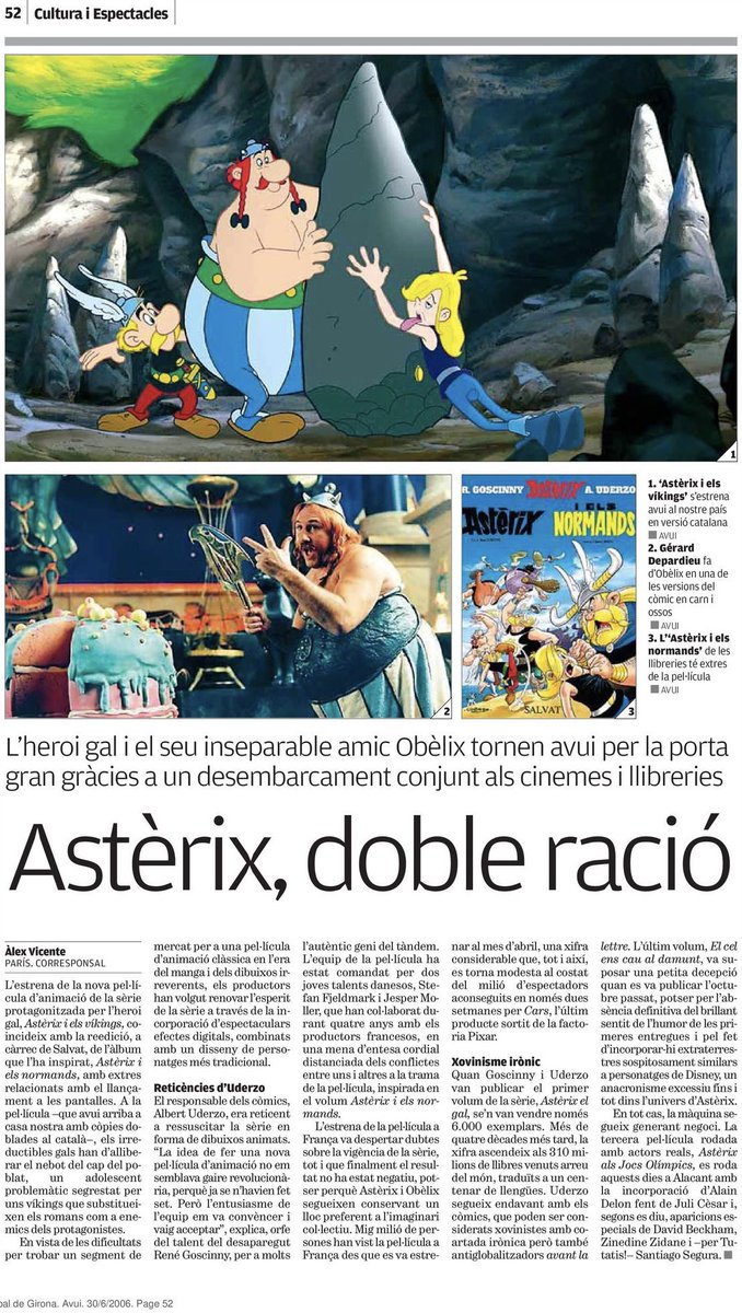 LafondLa52872's tweet photo. "Astèrix i els víkings" es va estrenar als cinemes catalans el 30 de juny de 2006, i distribuït per @DeAPlaneta. La pel·lícula va ser doblada al català.
#Astèrix #DoblatgeCatalà @gencat #QTLever @sonomont @DBenll #RogerPera #IsabelValls @TotiRoyo #AdriàFrias @vallesoficial https://t.co/9UbYHeEEzO