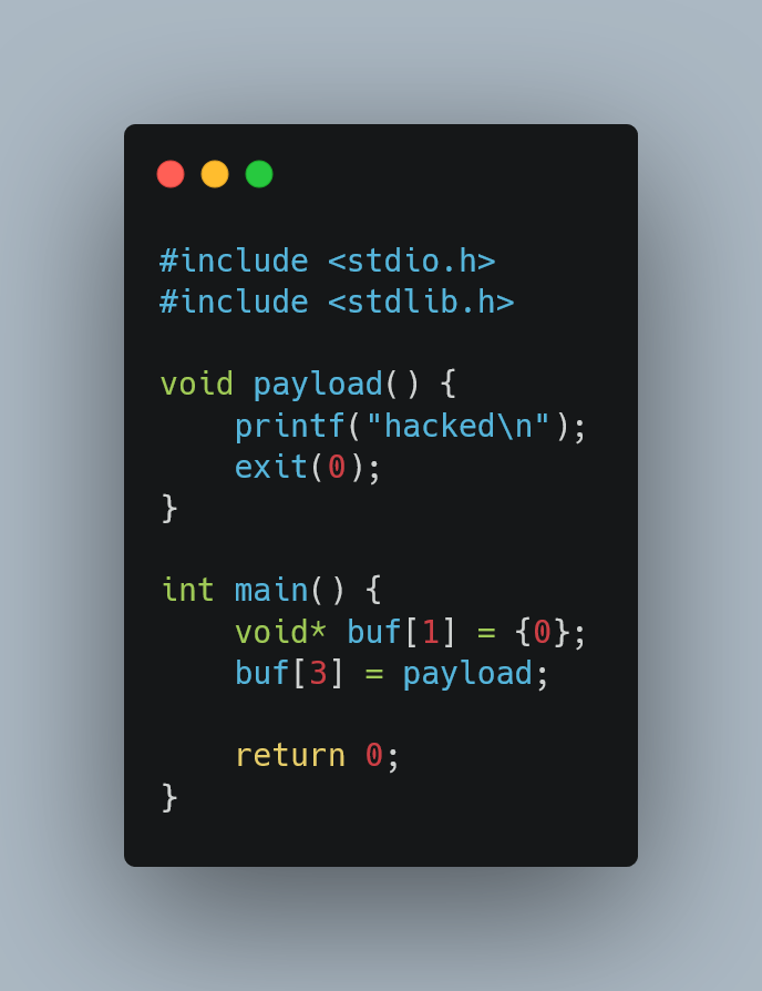 leowbattle's tweet photo. Learning #cybersecurity. Here, a buffer overflow enables overwriting the return address, leading to a malicious payload being run. https://t.co/G83GDCzZrU