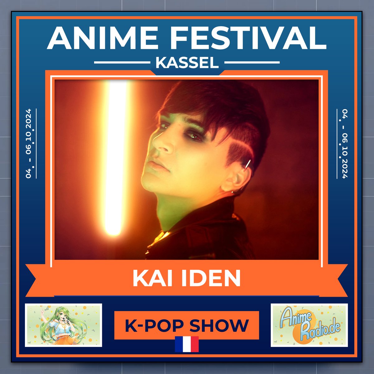 K-Pop Fans, seid bereit! Direkt aus Frankreich holen wir euch KAI IDEN (<a href="/Kai2music/">KAI IDEN</a>), einen wahren Virtuosen des K-Pop, auf das Anime Festival Kassel 2024!

💥🔥 Freut euch auf eine explosive Show mit heißen Beats, atemberaubenden Moves und purer Energie feat. der Forward Crew!