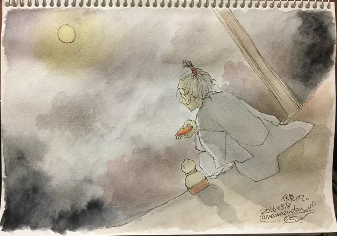 慶長三年八月十八日、豊臣秀吉忌日。

絵は再掲。
2016年から2019年まで。順に水彩、アナログ1C、水彩、デジタル(クリスタ)。 