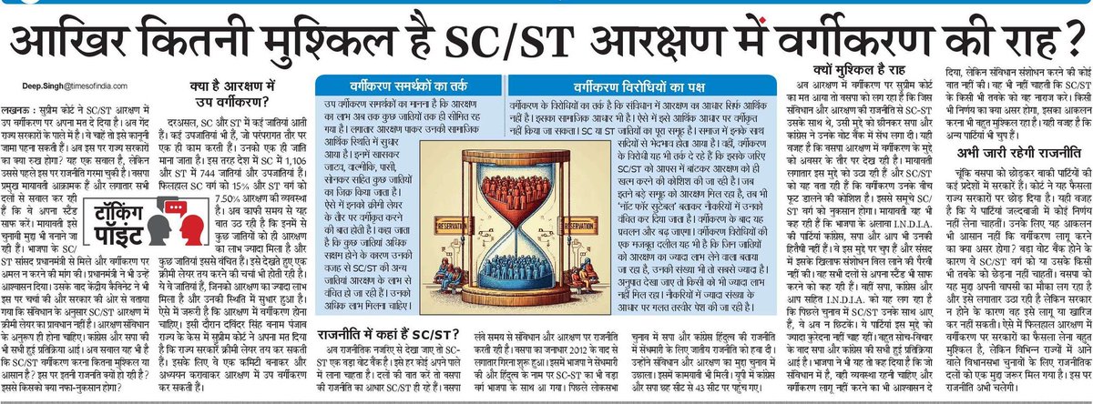 क्या है उप वर्गीकरण और इसके पीछे की राजनीति? 
#NBT Lucknow 16 August 2024
<a href="/NBTLucknow/">NBT Lucknow</a> <a href="/NBTDilli/">NBT Dilli</a> <a href="/manishsNBT/">Manish srivastava</a> <a href="/SudhirMisraNBT/">सुधीर मिश्र Sudhir Misra</a> <a href="/nbtRanvijay/">Ranvijay Singh</a> <a href="/rishisengarNBT/">Rishi sengar</a>
