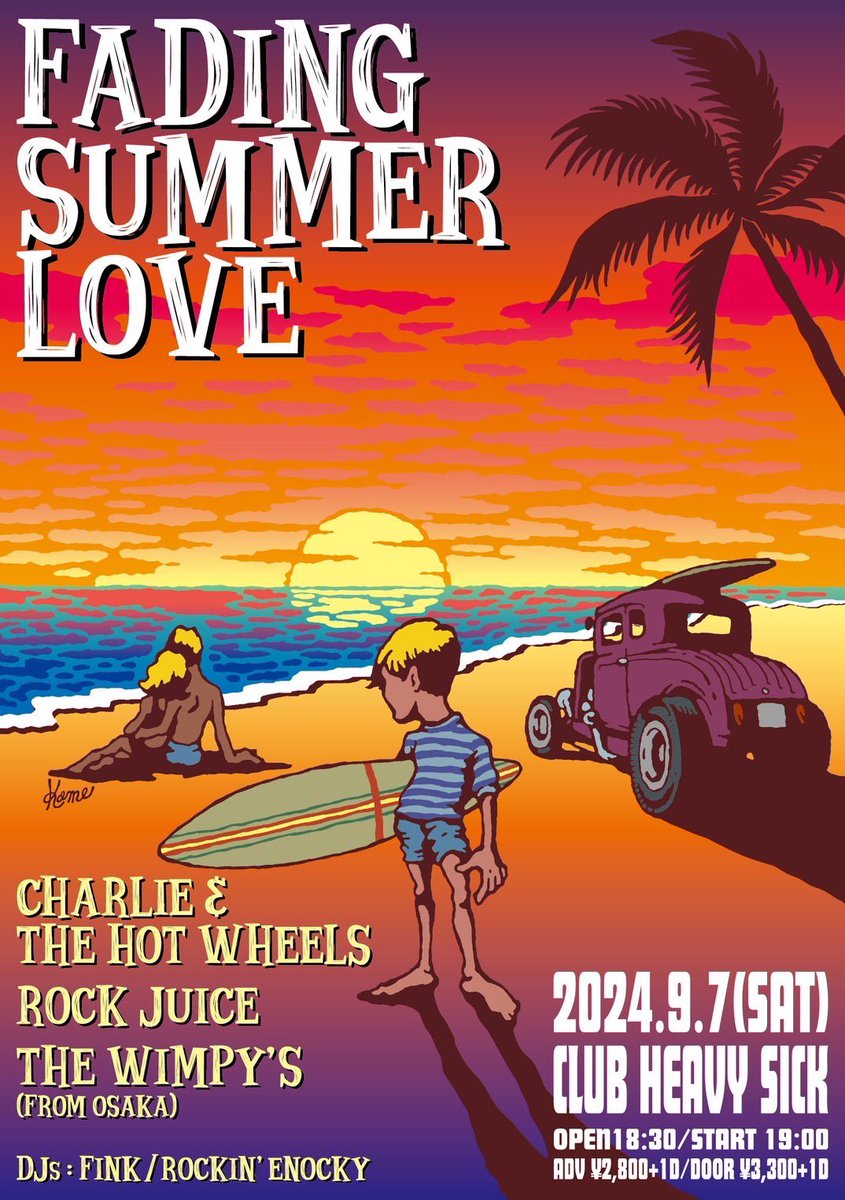 tomokorocks's tweet photo. ロックジュース次のライブはこちら！
“FADING SUMMER LOVE”
2024/9/7(SAT) Club Heavy Sick
https://t.co/vqM4WI1Xxm
・OPEN 18:30 / START 19:00
・ADV ¥2,800+1D
・DOOR ¥3,300+1D

・CHARLIE ＆ THE HOT WHEELS
・ROCK JUICE
・THE WIMPY’S（from OSAKA)
DJs FINK &amp; ROCKIN’ ENOCKY https://t.co/SNLwl0XNgg