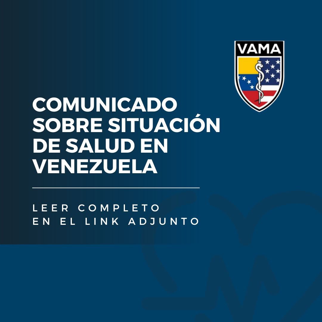 Nosotros en VAMA continuaremos monitoreando y aportando soluciones a esta crisis.

Leer comunicado completo: bit.ly/4dHp7kq

#VAMA #Comunicado #SaludEnVenezuela #CrisisSanitaria