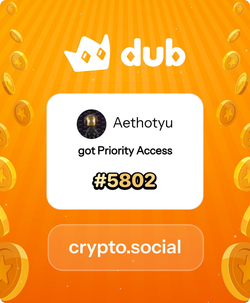 aitotyu's tweet photo. I just got Priority Access to Dub! Let’s make memecoins PvE again. Get in early™. https://t.co/4njjRBoypx https://t.co/MUJfMC9aQZ
