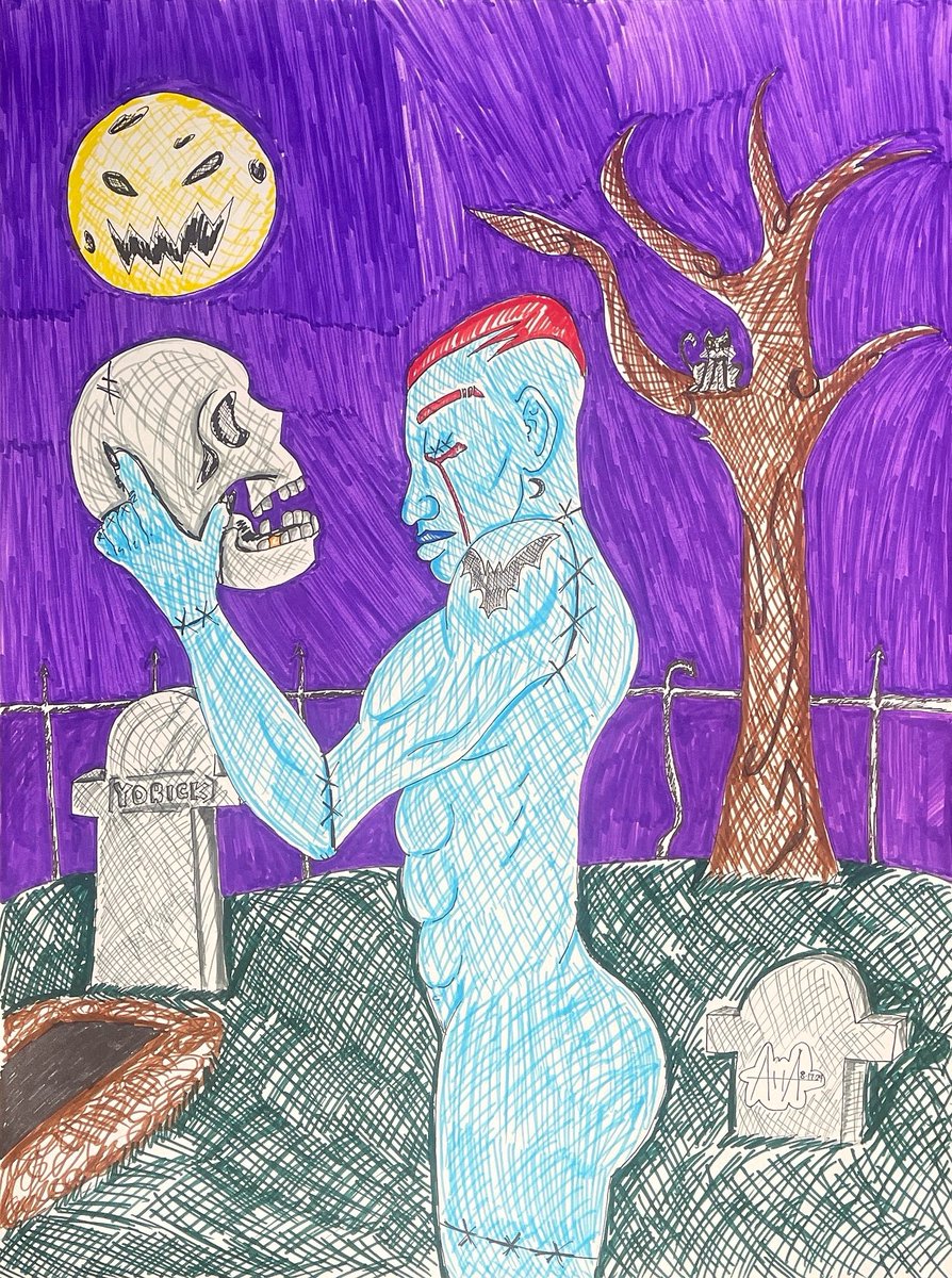 andyharridayart's tweet photo. “Alas, poor Yorick”, by @andyharridayart #andyhairrdayart #art #artwork #alaspooryorick #blackartist #blackart https://t.co/asx2cd4nc0