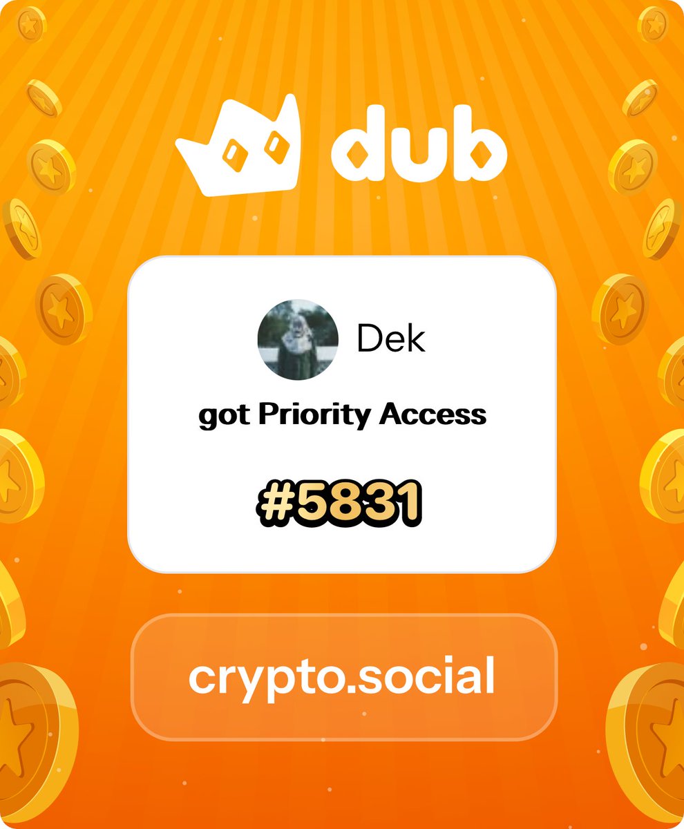 I just got Priority Access to Dub! Let’s make memecoins PvE again. Get in early™. dub.social