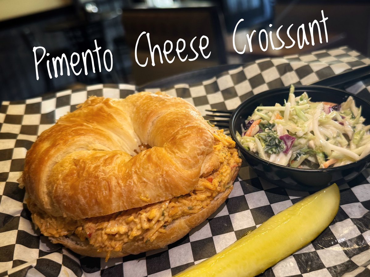 urtopz's tweet photo. Our in-house made pimento cheese is now available on a delicious buttery croissant! Currently being served for a limited time with a side of our TOPZ coleslaw. 931-474-8679 See you on Main! https://t.co/P96lslna14 https://t.co/O7CMATH0L3