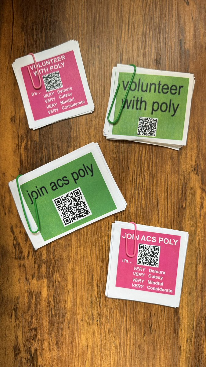 Be on the lookout for these special cards from the <a href="/POLY_ACS/">ACS POLY Division</a> Publicity Team at #ACSFall2024 🍏💖

✨ POLY is brat /// POLY keeps it classy, very demure, very mindful ✨