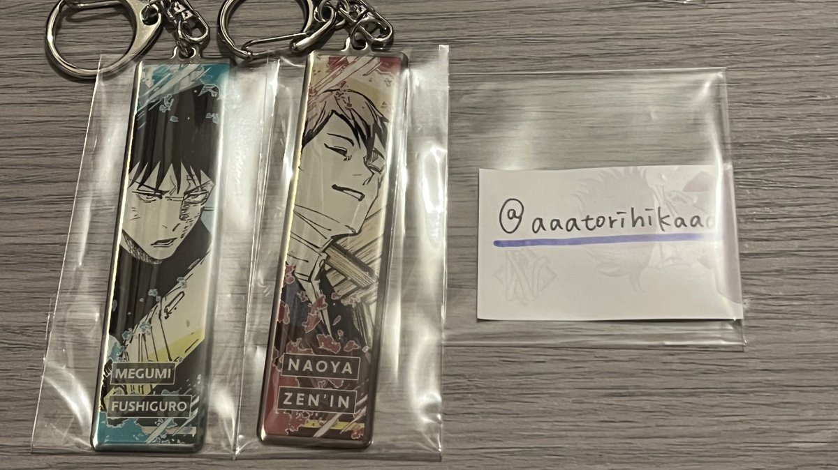 aaatorihikaaa's tweet photo. 【交換・譲渡】
呪術廻戦展 グッズ

🌟メタルキーホルダーコレクション
譲：伏黒恵、禪院直哉
求：五条＞夏油＞定価でのお譲り
（その他はご相談ください）

都内手渡し、または郵送でのお取引が可能です。
リプライ、DMよりお問い合わせください。 https://t.co/A50HsElbpm