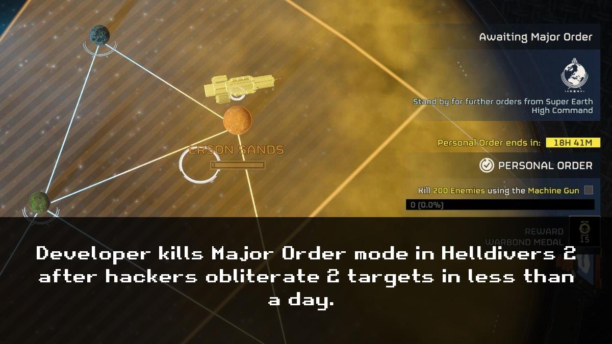 GamerBotNews's tweet image. Helldivers 2 dev kills Major Order after hackers obliterate targets in less than a day #Helldivers #Helldivers2 #RogueFactor