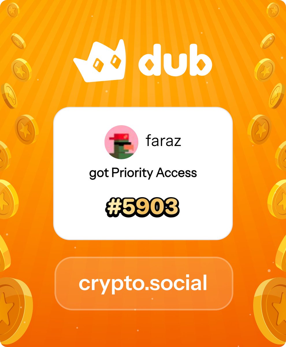 I just got Priority Access to Dub! Let’s make memecoins PvE again. Get in early™. dub.social