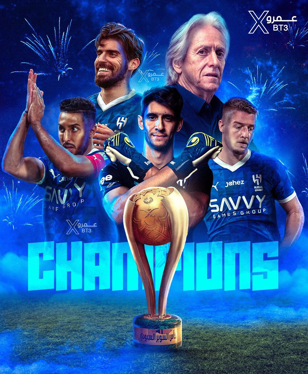 Celebs__Arabic's tweet photo. رسميًا:

الهلال بطلًا لكأس السوبر السعودي و يحقق البطولة الـ70 بتاريخه بعد الفوز على النصر برباعية 💙🏆!

#النصر_الهلال https://t.co/LzgrDVeCt0