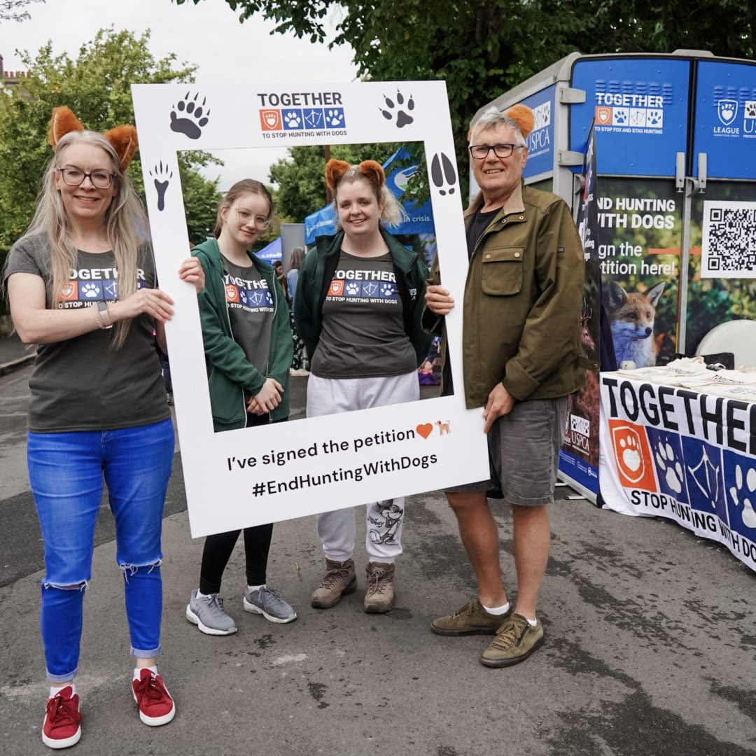 USPCA_Official's tweet image. Freddy the Fox visits Wake the Giant Festival in Warrenpoint! 🦊

It was amazing to see the outpouring of support for our Together campaign today, as we met so many people that want to see a ban on hunting with dogs in Northern Ireland! 

#EndHuntingWithDogs #TimeForChange