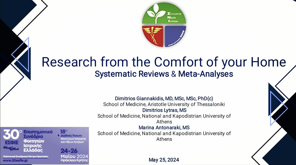 Soc_Jun_Doctors's tweet photo. Moments from the interactive workshop «Research From the Comfort of Your Home: Systematic Reviews &amp; Meta-Analyses»

-> 30th Scientific Congress of Hellenic Medical Students

#society #societyofjuniordoctors #organizingcommittee #education #medicaleducation #MedTwitter https://t.co/18uXtVtPav