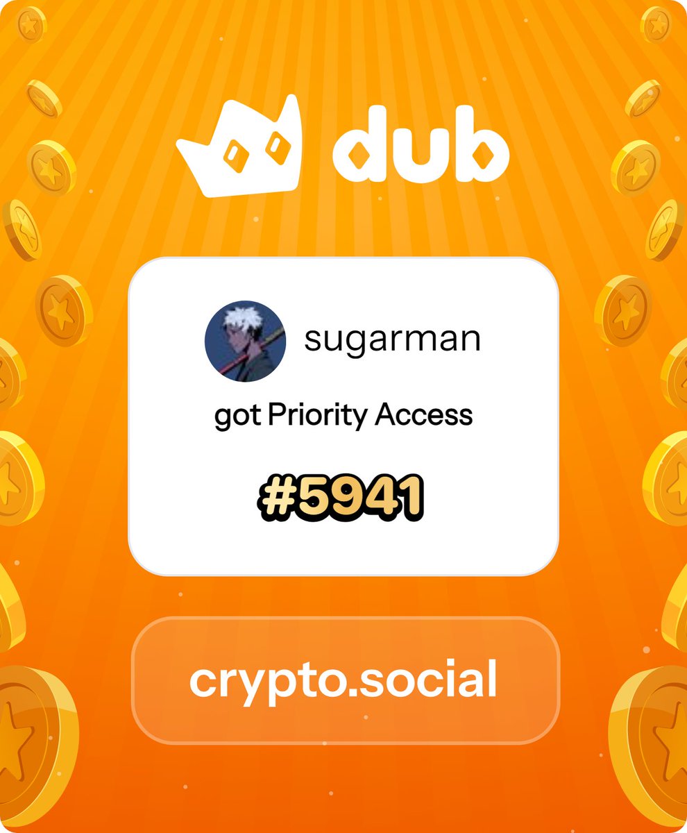I just got Priority Access to Dub! Let’s make memecoins PvE again. Get in early™. dub.social
