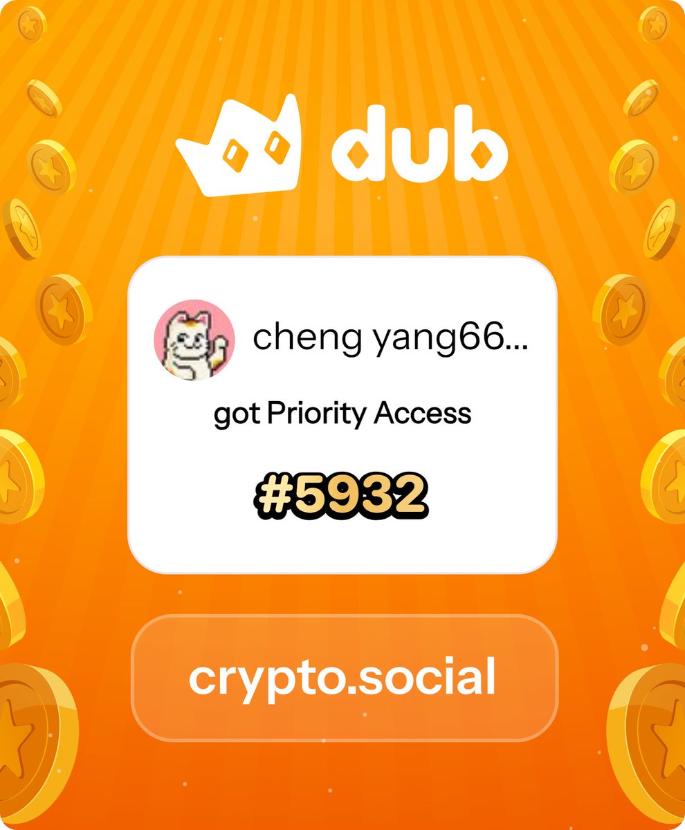 chengyang22's tweet photo. I just got Priority Access to Dub! Let’s make memecoins PvE again. Get in early™. https://t.co/cFdrHuMZ7U https://t.co/IJHY4MbxWf