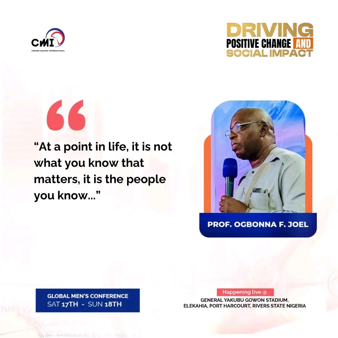 dclmcrs's tweet photo. CHANGE MAKERS INTERNATIONAL 
DAY ONE - GLOBAL MEN'S CONFERENCE
DRIVING POSITIVE CHANGE AND SOCIAL IMPACT

EXCERPTS FROM PROF. OGBONNA F. JOEL
#ChangeMakersInternational
#CMIPortHarcourt
#BeTheChange2024
#RiversState
#dclmcrs
#nigeria https://t.co/sUWWCkf9mG