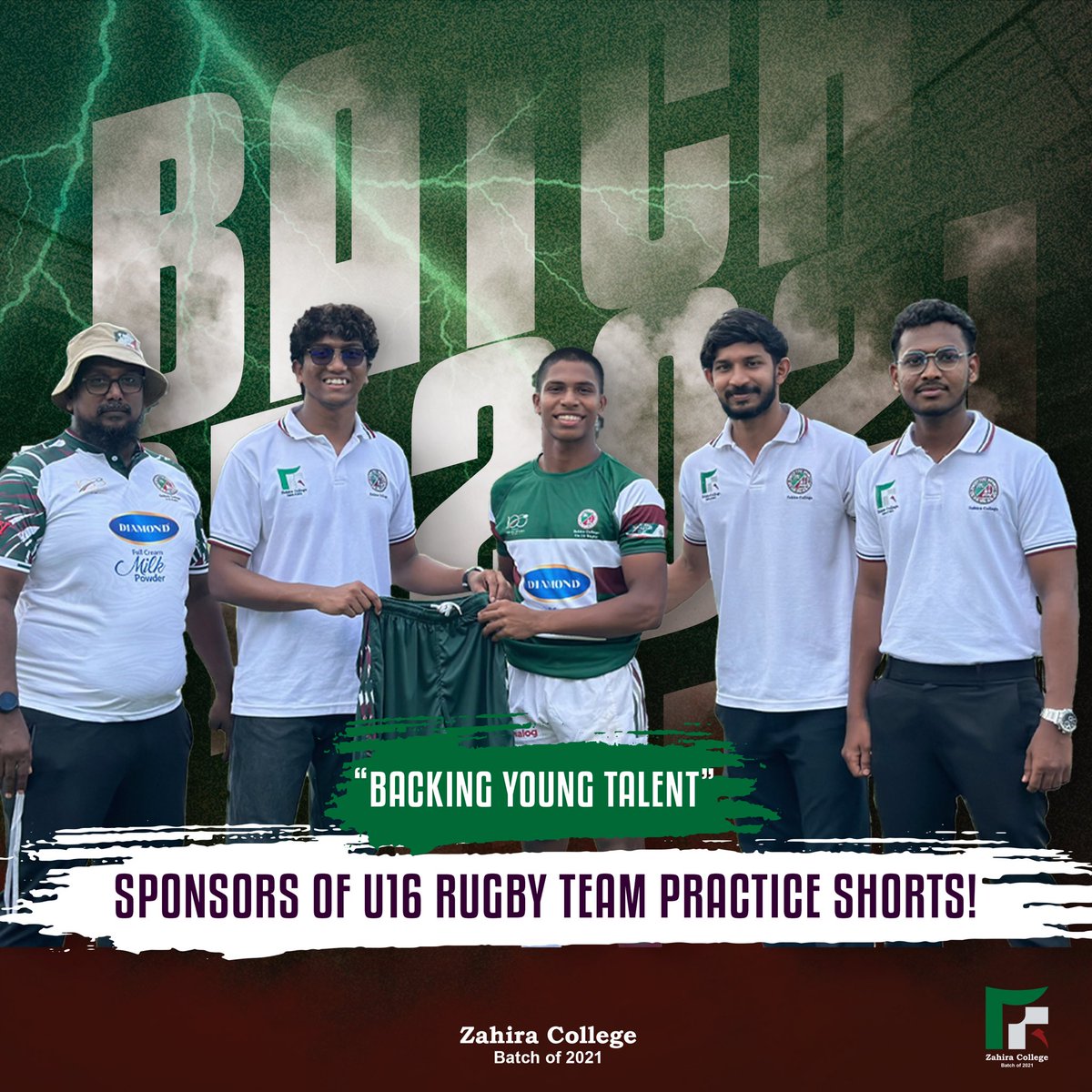 zccbatch2021's tweet photo. Supporting the next generation! 🏉🔥
Batch of 2021 proudly sponsors the U16 College Rugby team’s practice shorts.
Let’s keep the spirit of Sport alive, on and off the field! 

#B21 #ZahiraRugby #ZahiraCollege https://t.co/BVH74HzmOM