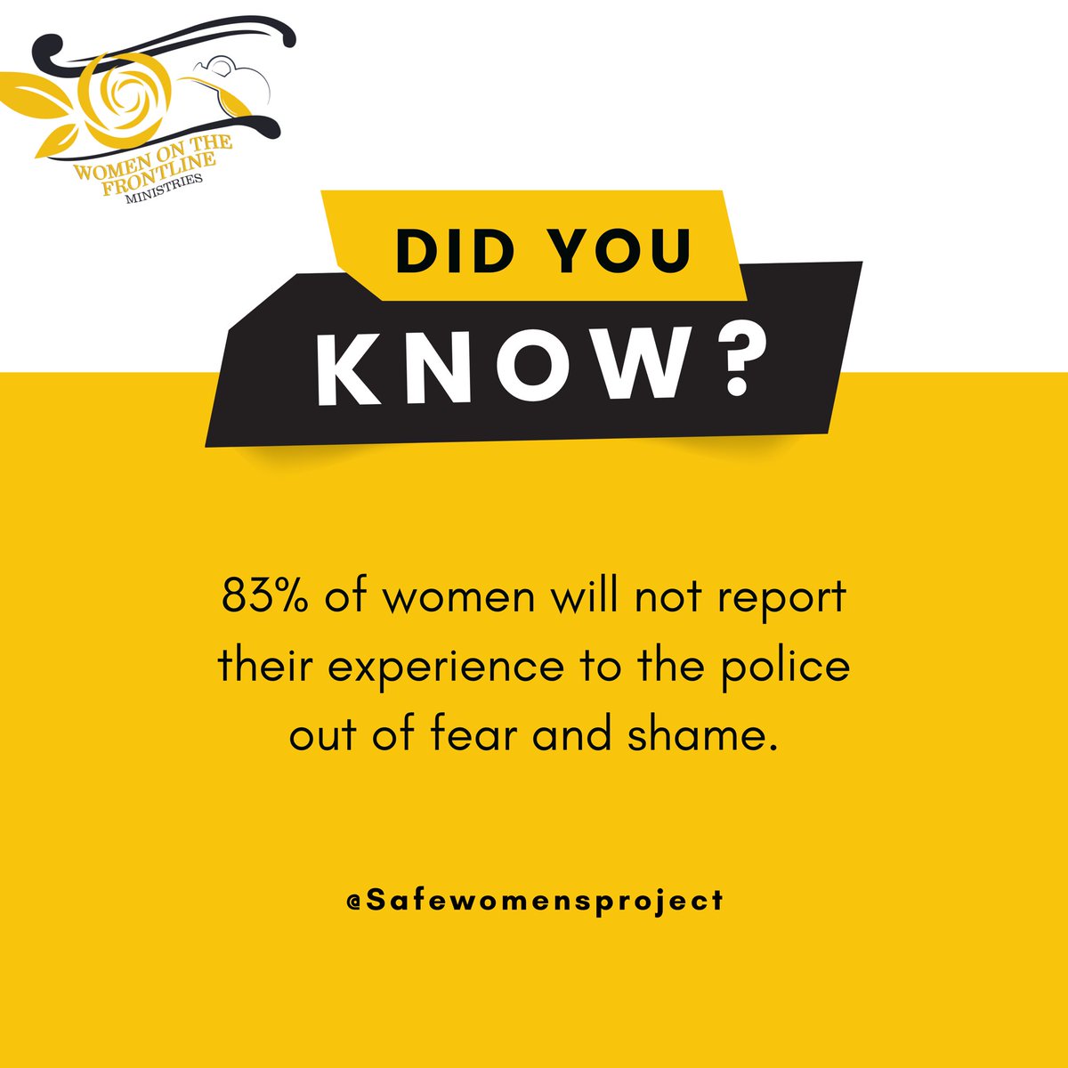 🚨Did you know? 83% of women will not report their experience to the police out of fear and shame.If you are someone who needs support from us or know someone who does, email us at info@wofm.org.uk or call us on 07535 604739 as we want to offer our support. #WomenSupportingWomen