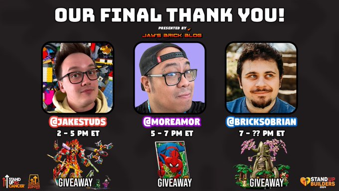 The final thank you. It's been an amazing run for <a href="/su2c/">Stand Up To Cancer</a> and the #standupbuilders team. We're closing this one out tomorrow. #up2us