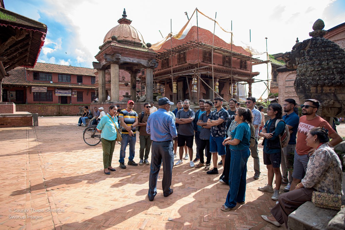 YouthHeritageNP's tweet photo. In the fourth episode of the Mero Sampada series, we had a fantastic time exploring the major squares of Bhaktapur.

Shoutout to Deepesh Raj Sharma for guiding us today through stories.

@KTMShapers #Nepalkokala #youthheritagesociety #bhaktapurheritagewalk

Pc: @sworupsth https://t.co/My9tPQQFN8