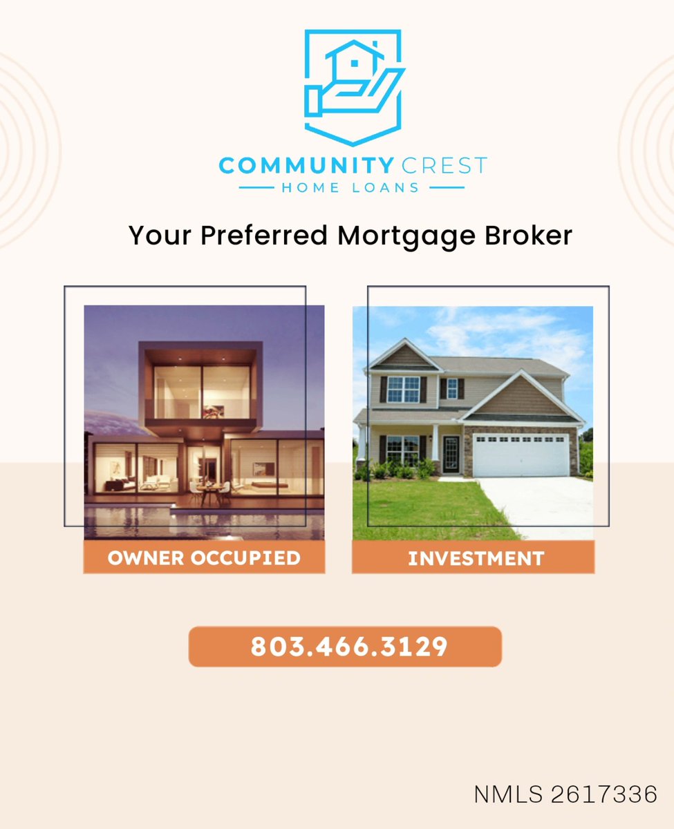 Community_Crest's tweet image. Community Crest Home Loans 
Direct# 803-466-3129 
Email: operez@communitycrest.ai 
Website: CommunityCrest.ai 
📍South Carolina 
NMLS# 864629

#HomeLoan
#Refinance
#Purchase 
#HouseHunting
#relocation
#FirstTimeHomeBuyer
#HouseHunting
#DreamHome
#HomeOwnership
#foreverhome