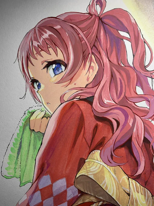 アナログ咲季。不透明水彩クッソむずい!あと衣装デザインをちゃんと確認して… 
