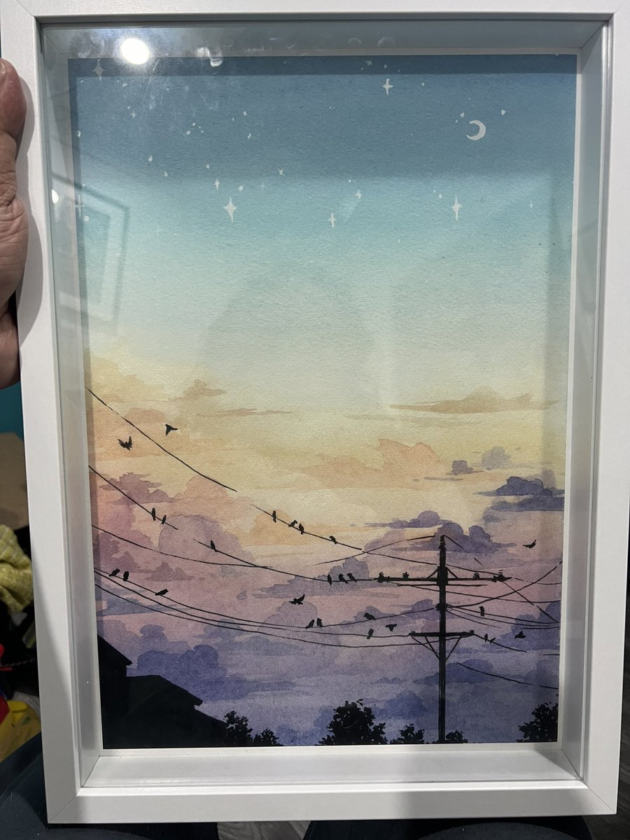 If you were watching this stream, hearing me rambling about framing an artwork whilst being murdered, it was this beautiful print by Lerennis (instagram.com/lerennis)