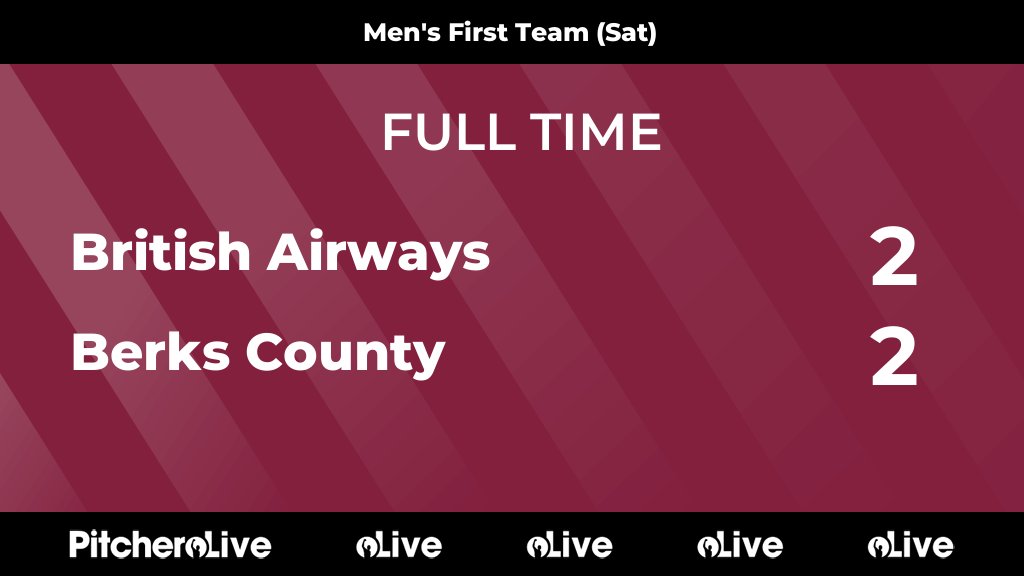 berkscountyfc's tweet photo. FULL TIME: British Airways 2 - 2 Berks County
#BRIBER #Pitchero
https://t.co/tM4itfW4K7 https://t.co/HTYg8GntZe