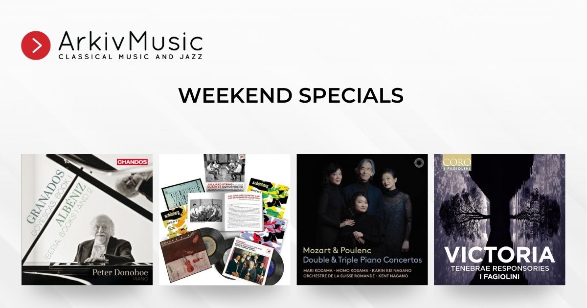 Our Weekend Specials include recordings featuring Peter Donohoe and the Juilliard String Quartet, music of Granados, Poulenc, and more.

Shop these great deals before they end Monday, August 19th at 9:00am ET.

SHOP NOW: bit.ly/43j7kew