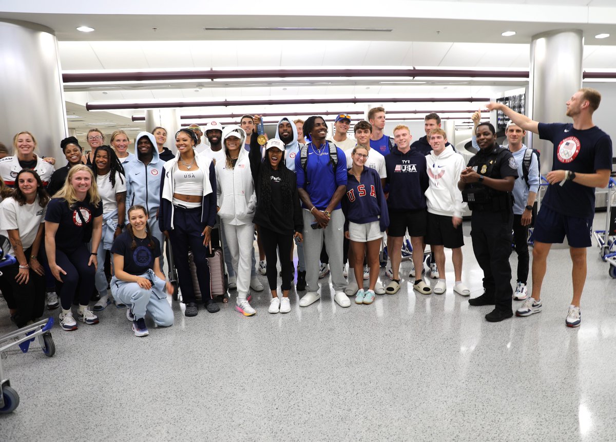🏅A CBP #K9 always knows where to find the gold, silver, and bronze! 🐾 Welcome home <a href="/PrettyQuinn1908/">Quanera Hayes</a>, <a href="/Vernon400m/">Vernon L. Norwood</a>, and their fellow Olympians! CBP celebrates your hard-earned victories. Your accomplishments inspire us all! 🥇🎉 #TeamUSA