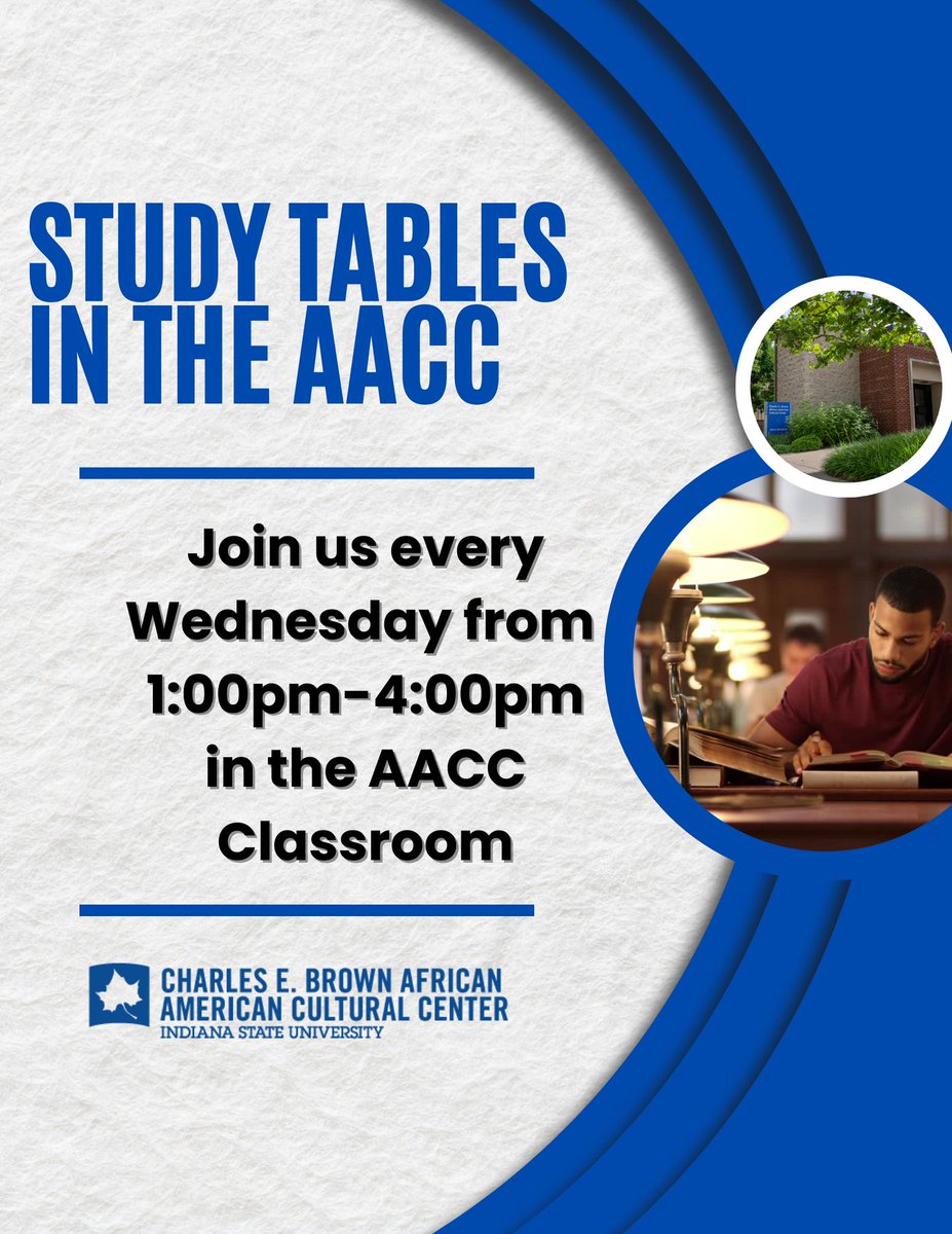 Classes start Tuesday, make a plan to be successful.  Stop by the Charles E. Brown African American Cultural Center each Wednesday from 1-4pm and study alongside your peers. #welcometoindianastate