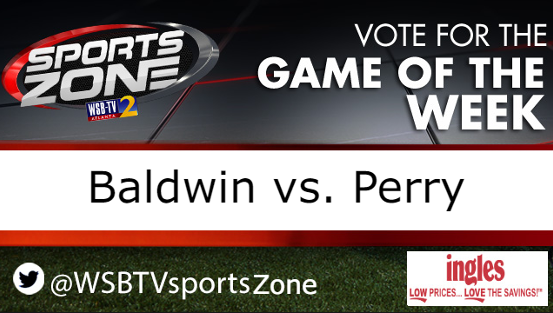 The <a href="/WSBTVsports/">WSB-TV Sports Zone</a> Game of the Week (Sat, 6:00 pm) is

<a href="/BIBaldwinFB/">Baldwin Braves Football</a>  vs. <a href="/PHS_Football1/">PerryPanthersFootball</a> 
 
Game also availble at: bit.ly/4dGehLu

<a href="/QRussell478/">Jonquavious Russell</a> <a href="/georgiadeac10/">Coach KP</a> <a href="/coachsmoove03/">Ben Smith</a> <a href="/CoachBhunnicutt/">Bradley Hunnicutt</a> <a href="/KemonRussell7/">Kemon Russell</a> <a href="/CoachSmith_PHS/">Kevin smith</a> <a href="/coach_Mahler/">Cody Mahler</a> <a href="/coachspurley56/">Coach Spurley</a> <a href="/OnThePlatformPC/">Bud Pearce</a>