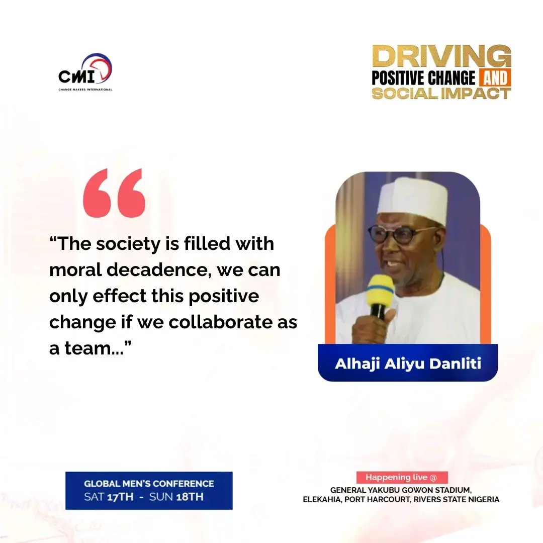 dclmcrs's tweet photo. CHANGE MAKERS INTERNATIONAL 
DAY ONE - GLOBAL MEN'S CONFERENCE

DRIVING POSITIVE CHANGE AND SOCIAL IMPACT

EXCERPTS FROM ALHAJI ALIYU DANLITI

#ChangeMakersInternational
#CMIPortHarcourt
#BeTheChange2024
#RiversState
#Nigeria
#dclmcrs https://t.co/jwj1EOQkID