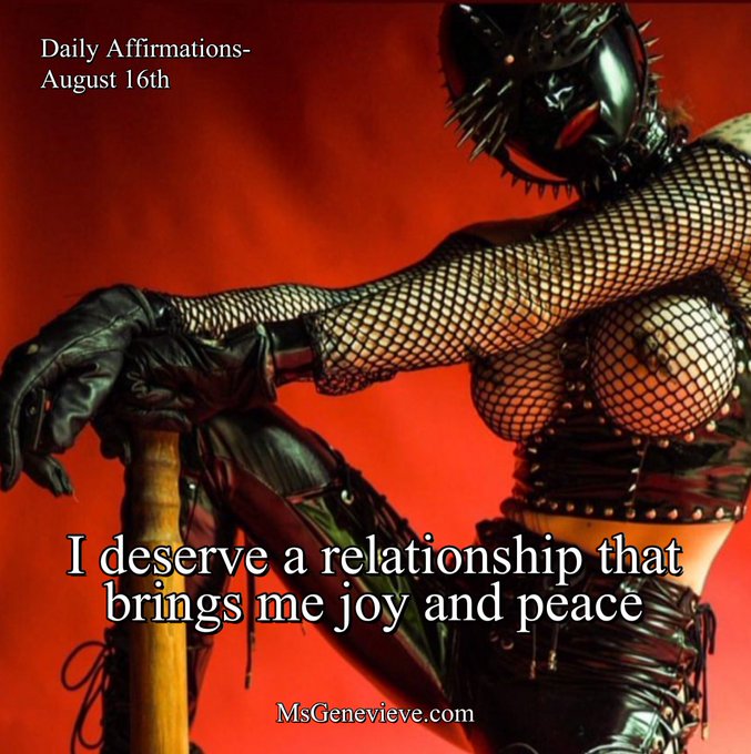 Daily Affirmations - August 17 I deserve a relationship that brings me joy and peace. https://t.co/M<a href="/tag/queen"class="tags"><span>#queen</span></a><a href="/tag/domme"class="tags"><span>#domme</span></a><a href="/tag/smother"class="tags"><span>#smother</span></a>