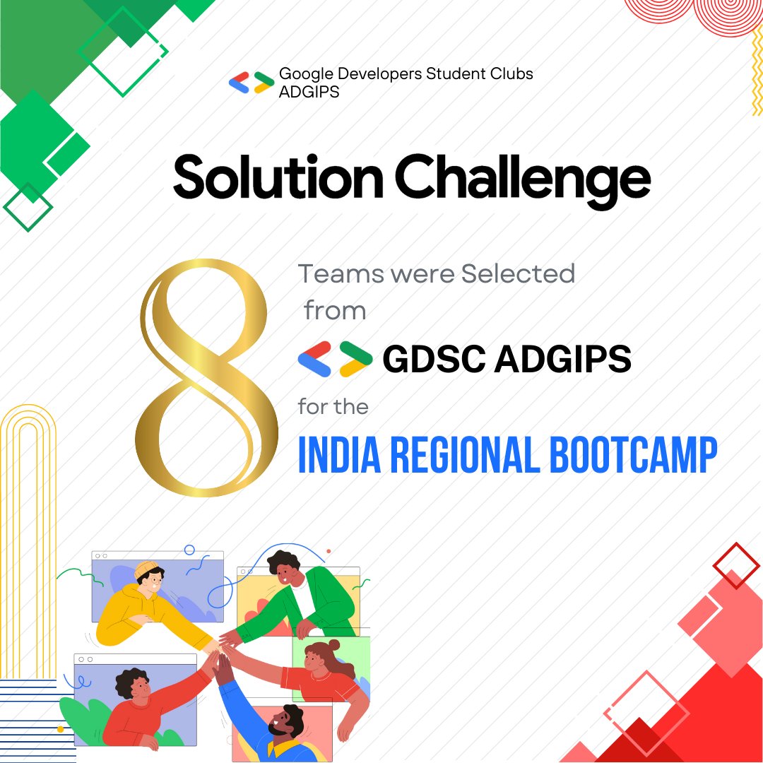 GdscAdgips's tweet image. Congratulations to the 8 teams from GDSC ADGIPS for being selected for the Solution Challenge Regional Bootcamp - India!🔥
Your innovation and dedication have brought you here, keep pushing boundaries!😌🙌
.
#GDSCADGIPS #regionalbootcamp #GoogleSolutionChallenge