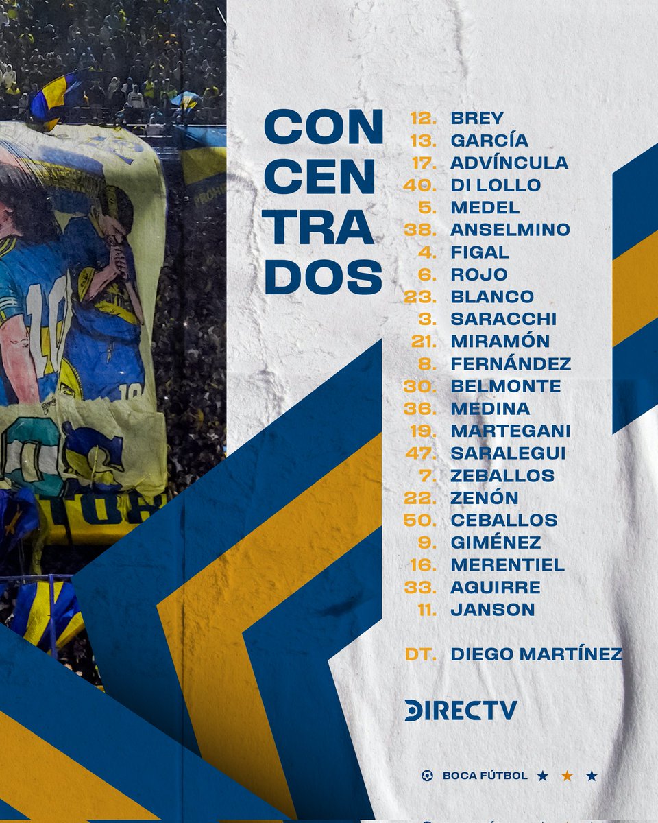 Martínez cuida jugadores: los convocados de Boca vs San Lorenzo La lista de convocados vs CASLA.