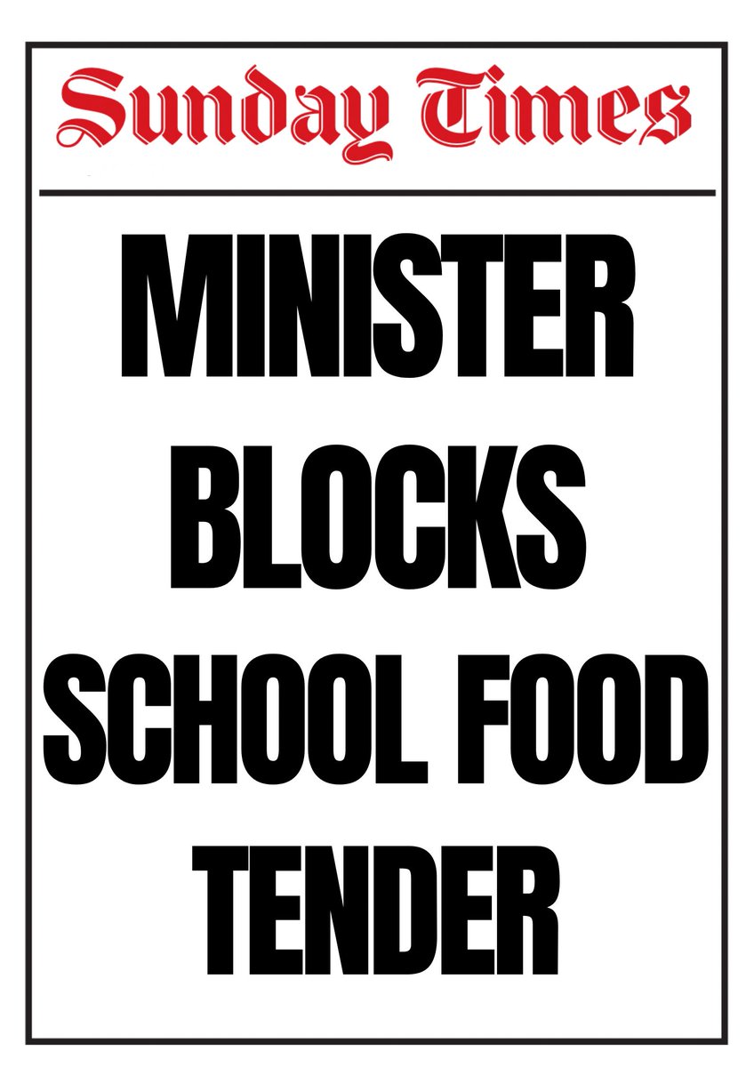 Basic education minister puts the brakes on plan to issue a R10bn tender for a single supplier to provide daily meals to millions of schoolchildren across the country. Details in the #SundayTimesZA tomorrow.