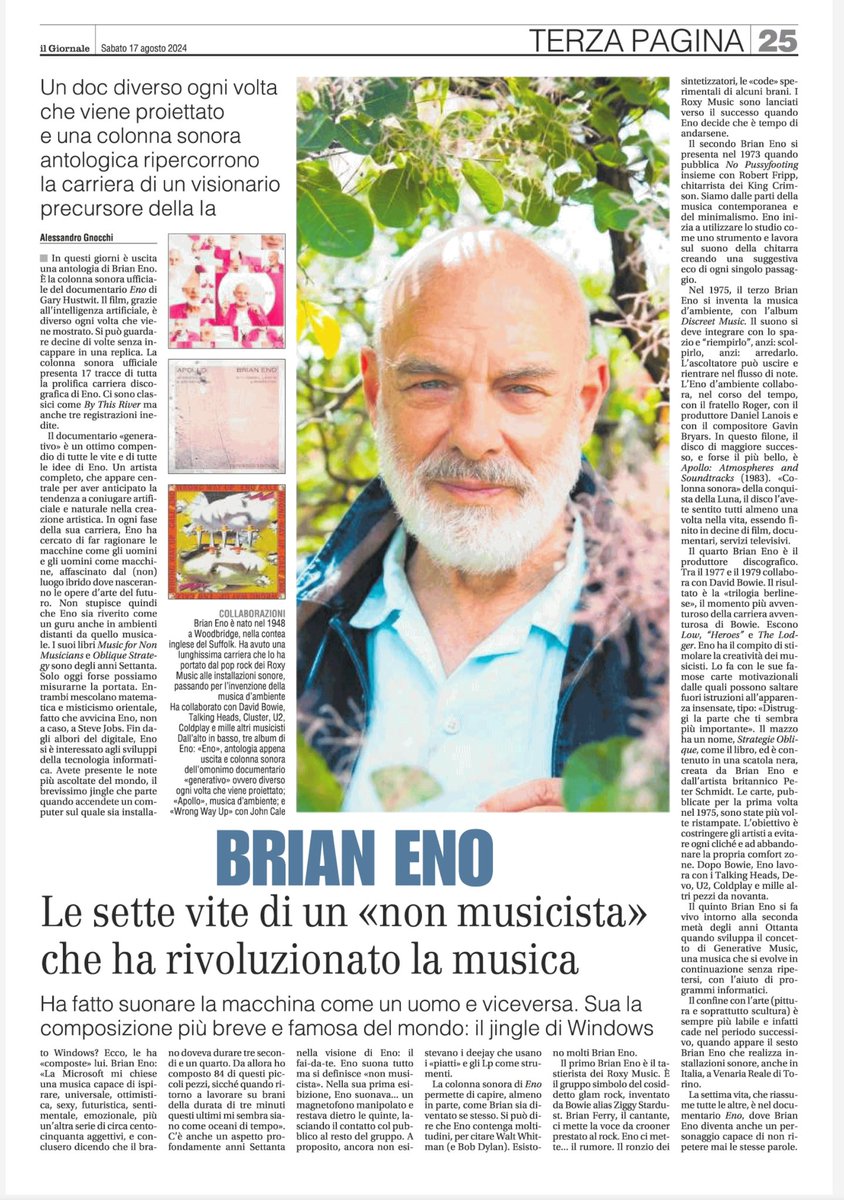 Io e Brian Eno, Brian Eno e io