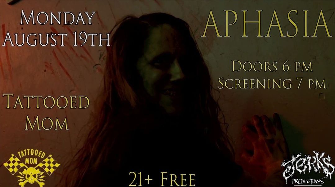 #SaveTheDate
MONDAY join us at @tmoms for a FREE screening of our first feature #film APHASIA! Doors at 6pm screening at 7pm!

#SupportIndieFilm #SupportIndieHorror #Art #Horror #Film #JERKSProductions
