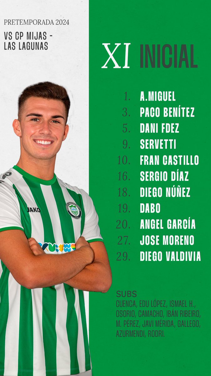 NUESTRO XI INICIAL 🆚 <a href="/cpmlaslagunas/">C.P. Mijas-Las Lagunas</a> 

#FutureIsHere 💚
