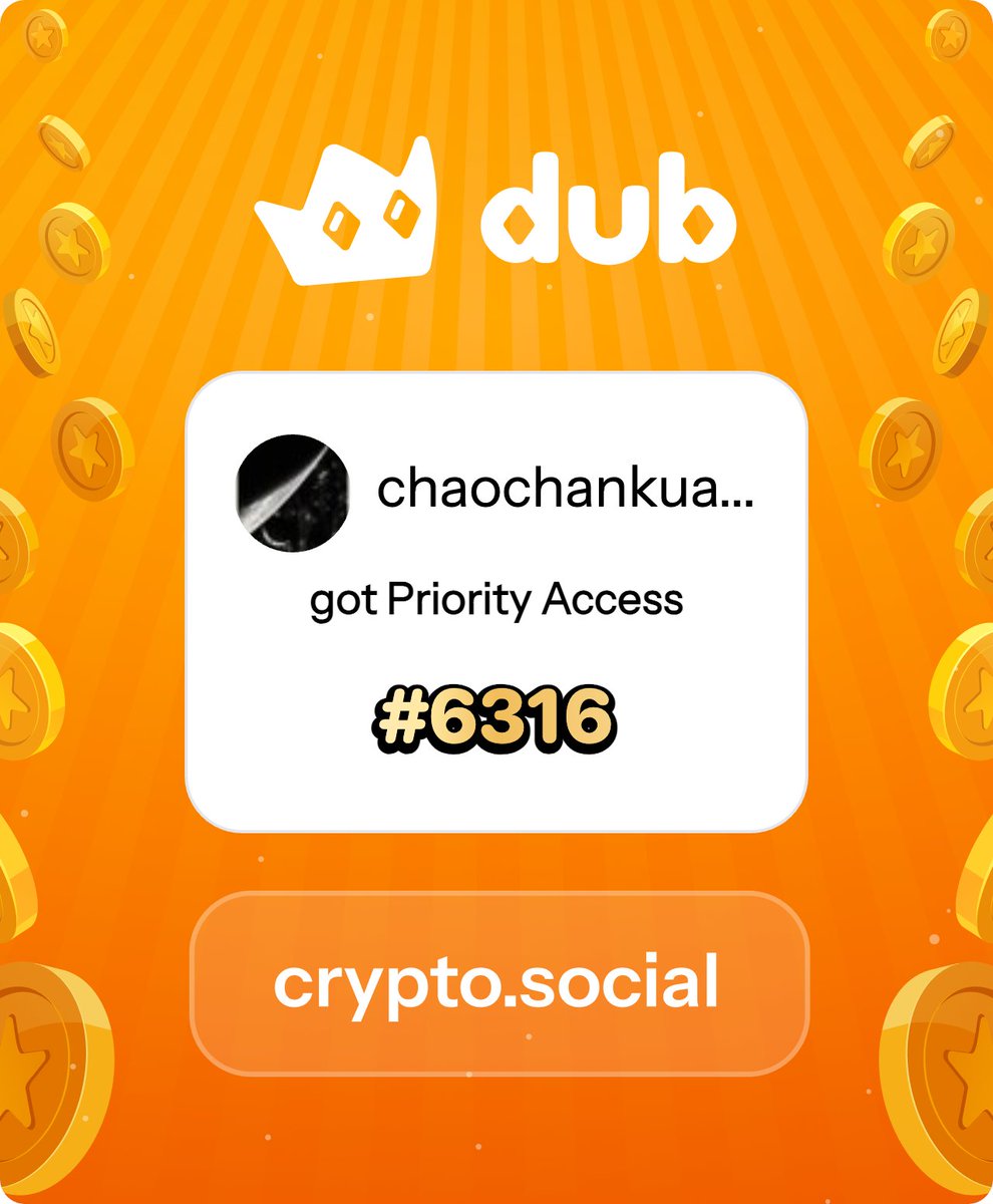 I just got Priority Access to Dub! Let’s make memecoins PvE again. Get in early™. dub.social